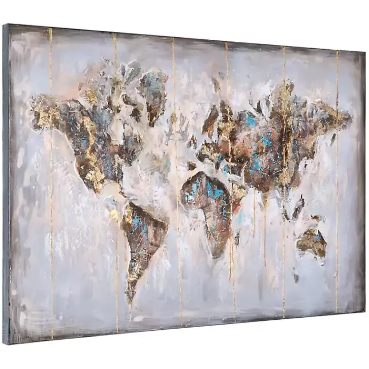 Kirklands Home Glittering Abstract World Map Art Print, 47x32 in. Clearance