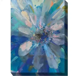 Kirklands Home Glittery Flower Outdoor Canvas Art Print Blue Online