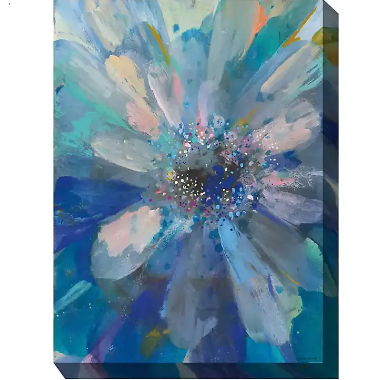 Kirklands Home Glittery Flower Outdoor Canvas Art Print Blue Online
