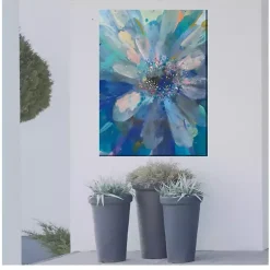 Kirklands Home Glittery Flower Outdoor Canvas Art Print Blue Online