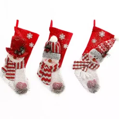 Christmas Stockings & Stocking Holders>Kirklands Home Glittery Red Snowman Stockings, Set of 3