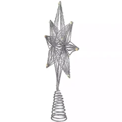 Christmas Tree Decorations>Kirklands Home Glittery Geo Star Pre-Lit LED Tree Topper Silver