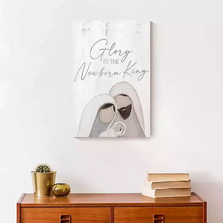 Christmas Art & Wall Decor>Kirklands Home Glory to the Newborn King Canvas Art Print White