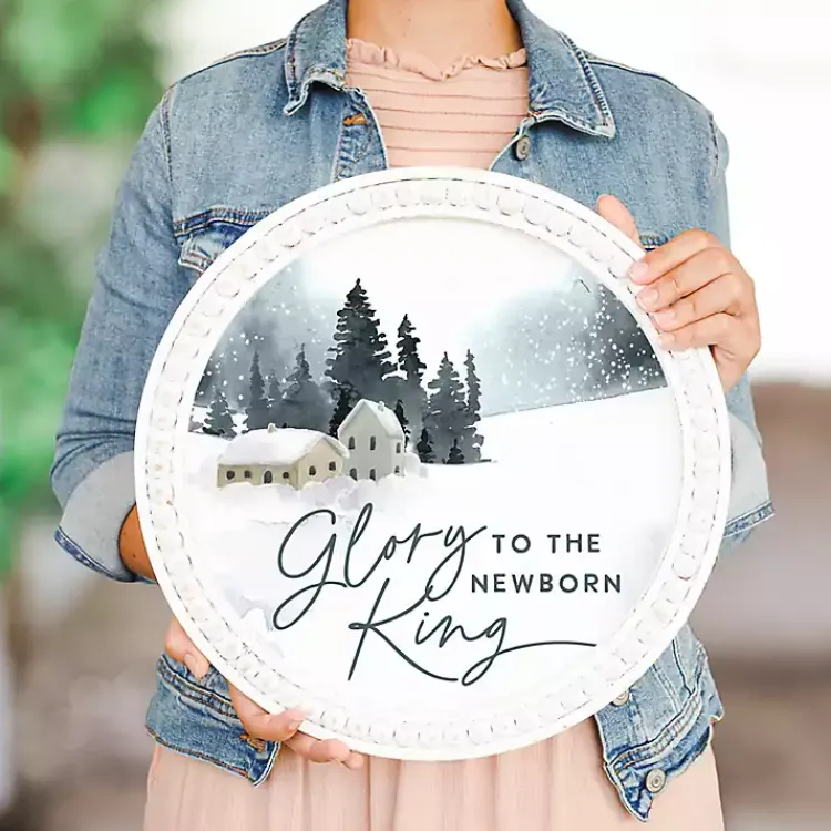 Christmas Art & Wall Decor>Kirklands Home Glory to the Newborn King Round Wall Plaque