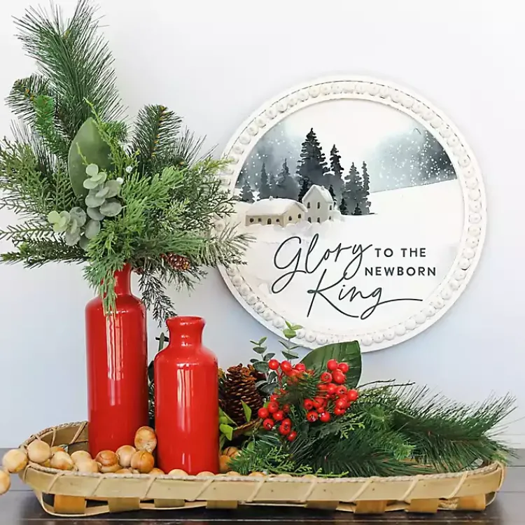 Christmas Art & Wall Decor>Kirklands Home Glory to the Newborn King Round Wall Plaque