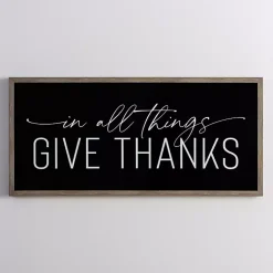Fall>Kirklands Home Glossy Give Thanks Wall Plaque Black