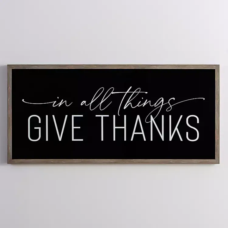 Fall>Kirklands Home Glossy Give Thanks Wall Plaque Black