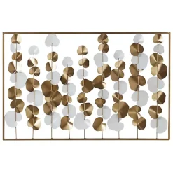 Kirklands Home Glossy Gold Leaves Framed Wall Plaque New