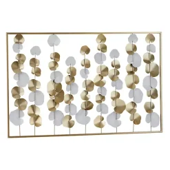 Kirklands Home Glossy Gold Leaves Framed Wall Plaque New