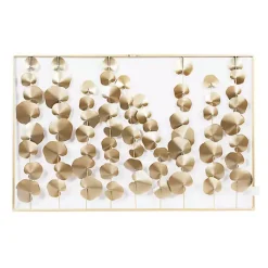 Kirklands Home Glossy Gold Leaves Framed Wall Plaque New