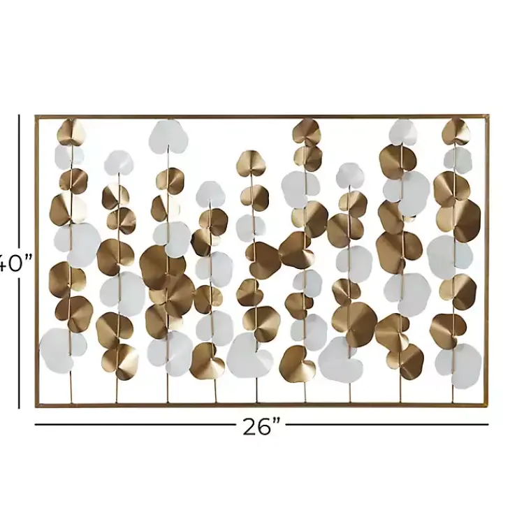 Kirklands Home Glossy Gold Leaves Framed Wall Plaque New