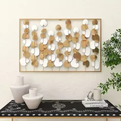 Kirklands Home Glossy Gold Leaves Framed Wall Plaque New