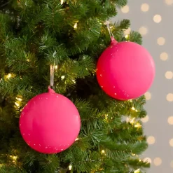 Christmas Ornaments>Kirklands Home Glossy Ball 2-pc. Ornament Set, 6 in. Pink