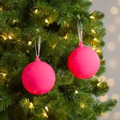 Christmas Ornaments>Kirklands Home Glossy Ball 2-pc. Ornament Set, 4 in. Pink