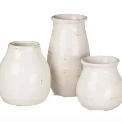 Vases>Kirklands Home Glossy Curved Vases, Set of 3 White