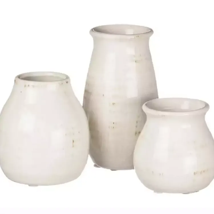 Vases>Kirklands Home Glossy Curved Vases, Set of 3 White