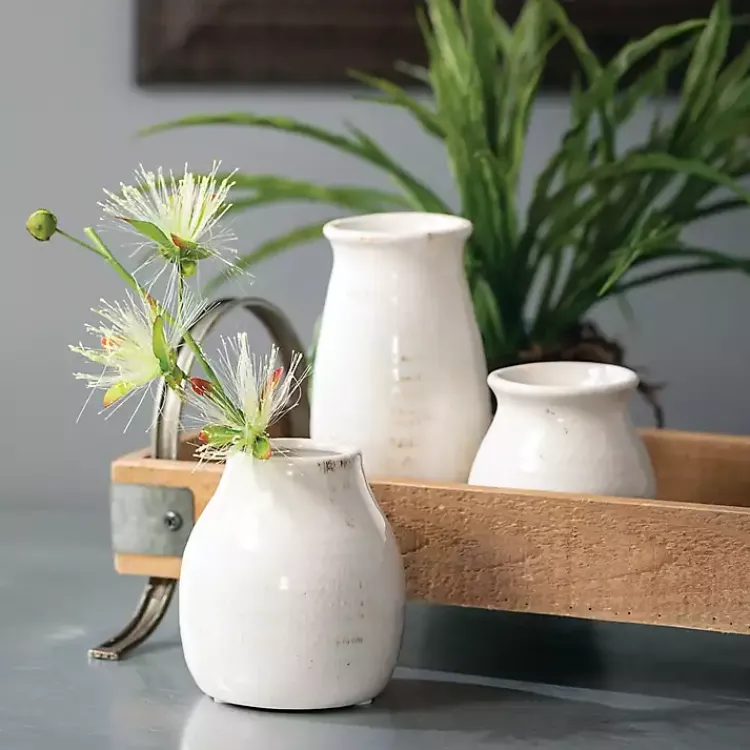 Vases>Kirklands Home Glossy Curved Vases, Set of 3 White
