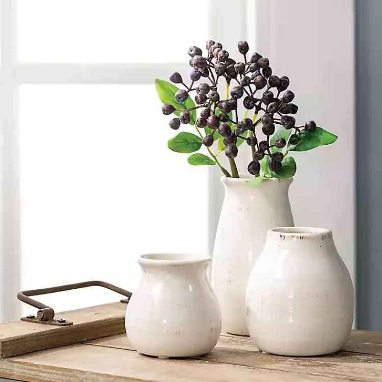 Vases>Kirklands Home Glossy Curved Vases, Set of 3 White