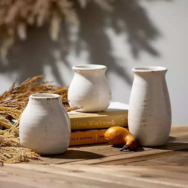 Vases>Kirklands Home Glossy Curved Vases, Set of 3 White