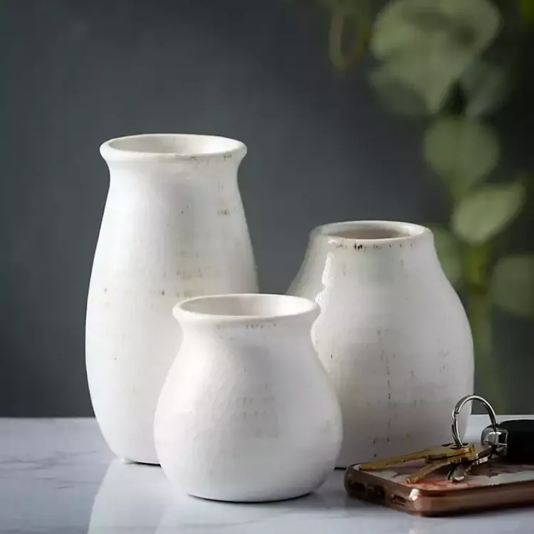 Vases>Kirklands Home Glossy Curved Vases, Set of 3 White