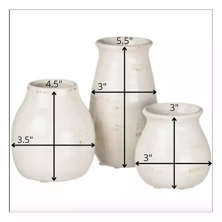Vases>Kirklands Home Glossy Curved Vases, Set of 3 White