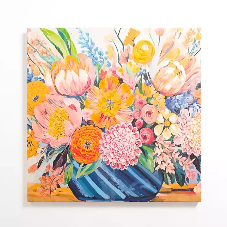 Kirklands Home Glowing Florals Canvas Art Print Multi New