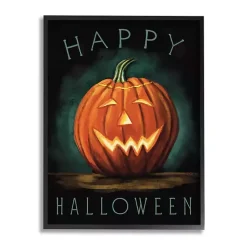 Halloween>Kirklands Home Glowing Happy Jack-O-Lantern Canvas Wall Art