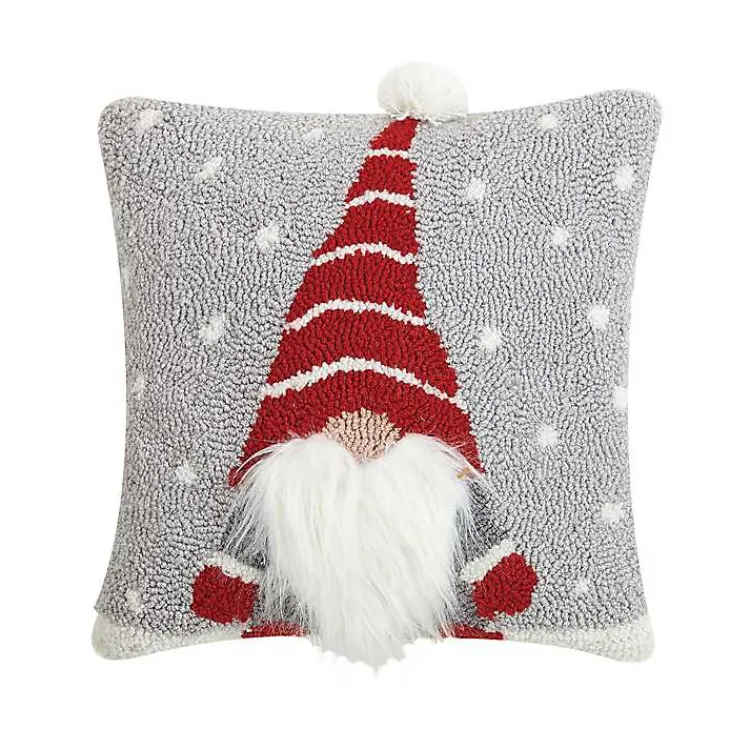 Pillows>Kirklands Home Gnome in Striped Hat Christmas Pillow
