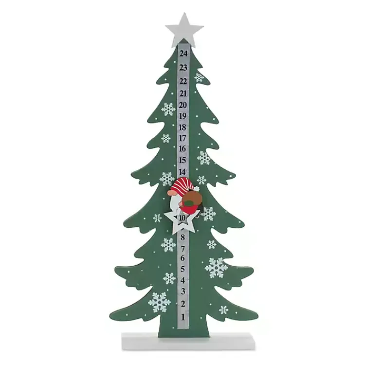 Christmas Decorations>Kirklands Home Gnome Tree Christmas Countdown Decoration Green