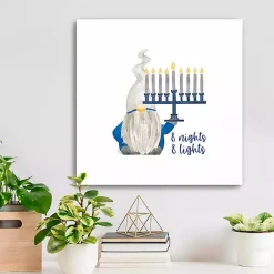 Hanukkah Decorations>Kirklands Home Gnome with Menorah Canvas Art Print