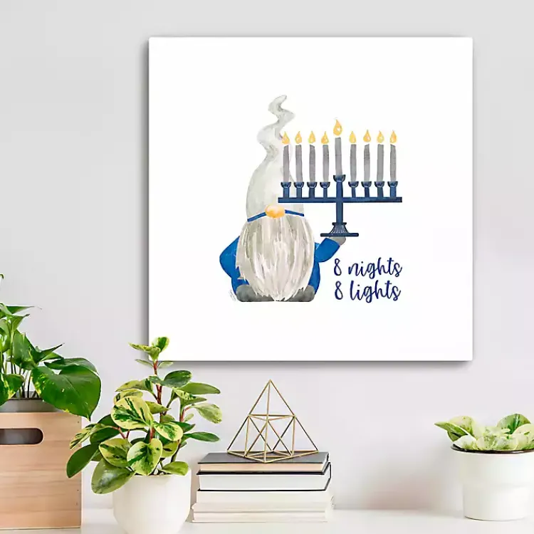 Hanukkah Decorations>Kirklands Home Gnome with Menorah Canvas Art Print