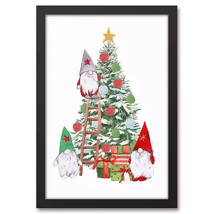 Christmas Art & Wall Decor>Kirklands Home Gnomes Decorating Christmas Tree Wall Plaque