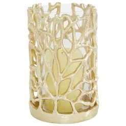 Candle Holders>Kirklands Home Aluminum Coral Hurricane, 8 in. Gold