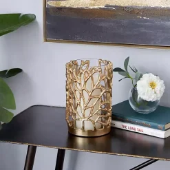 Candle Holders>Kirklands Home Aluminum Coral Hurricane, 8 in. Gold