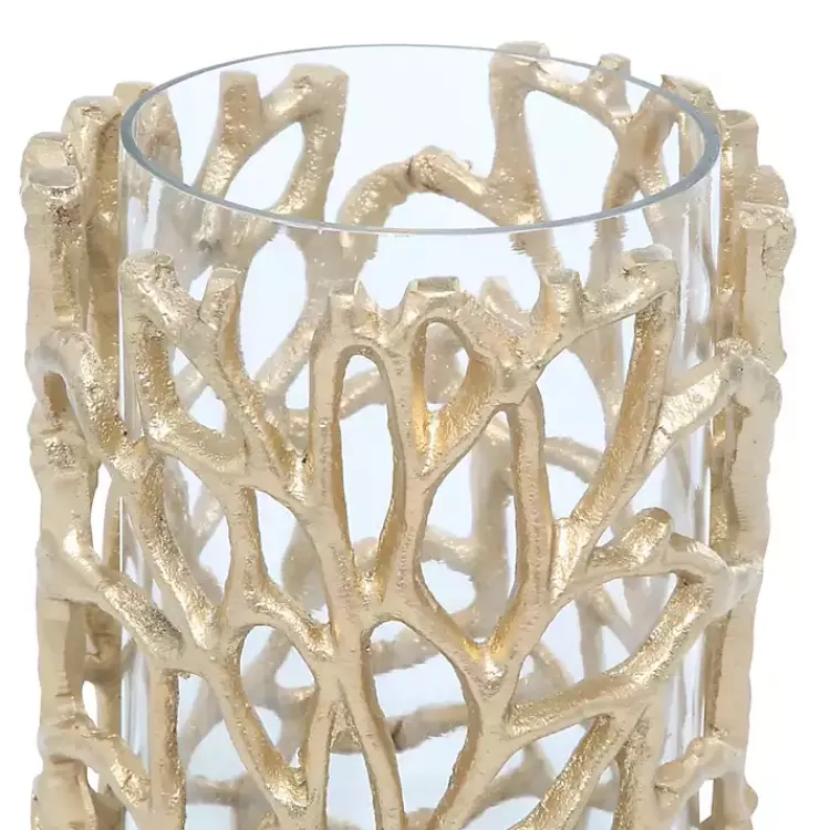 Candle Holders>Kirklands Home Aluminum Coral Hurricane, 8 in. Gold