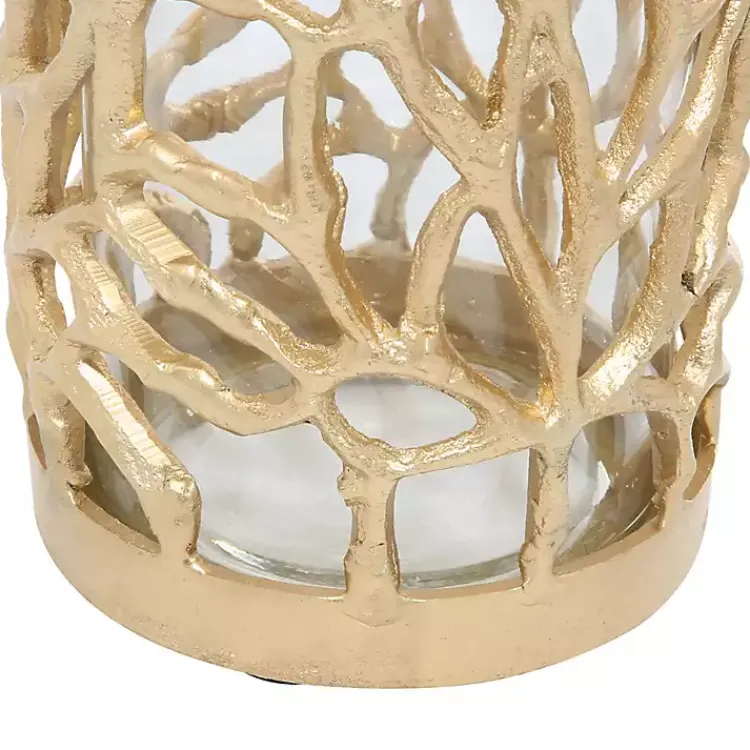 Candle Holders>Kirklands Home Aluminum Coral Hurricane, 10 in. Gold