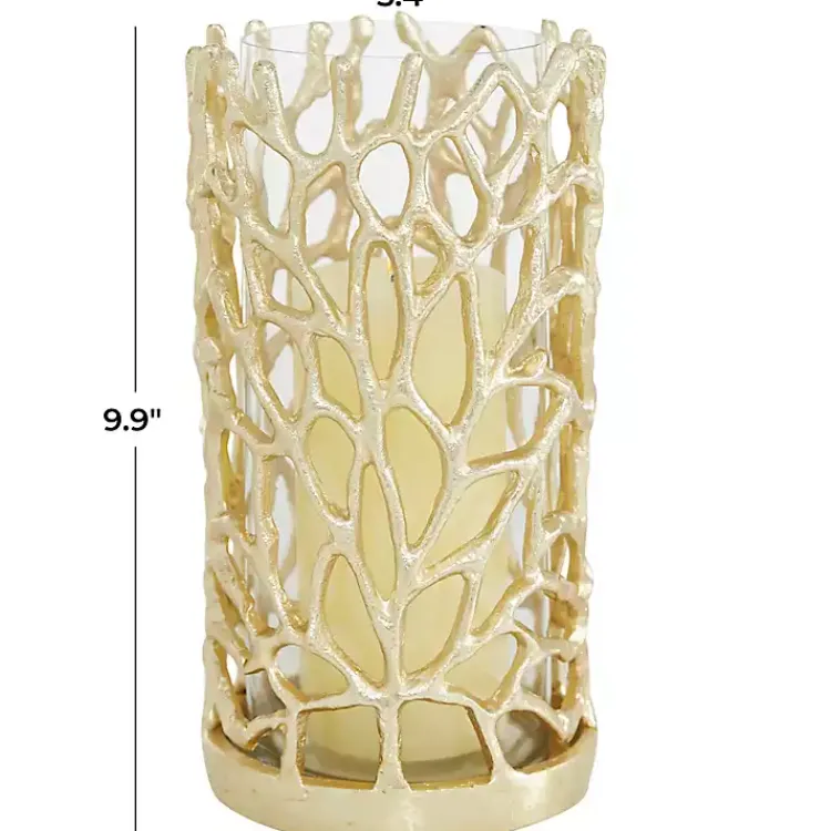 Candle Holders>Kirklands Home Aluminum Coral Hurricane, 10 in. Gold