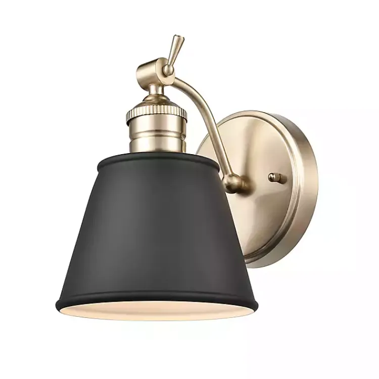 Sconces>Kirklands Home Gold and Black Metal Tapered Shade Wall Sconce