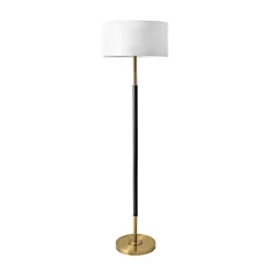 Kirklands Home Gold and Black Simple Stem Floor Lamp White Clearance