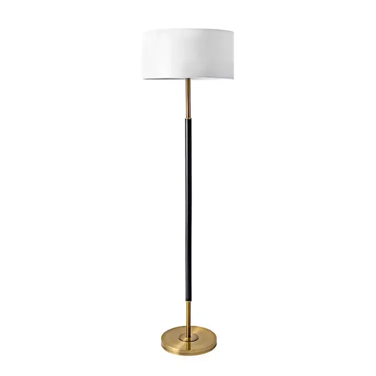 Kirklands Home Gold and Black Simple Stem Floor Lamp White Clearance
