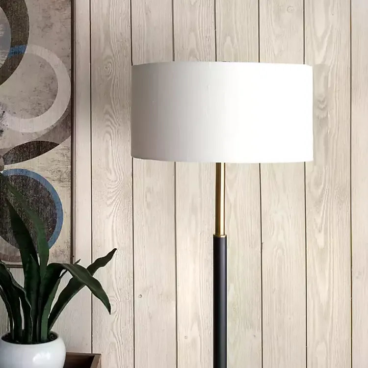 Kirklands Home Gold and Black Simple Stem Floor Lamp White Clearance