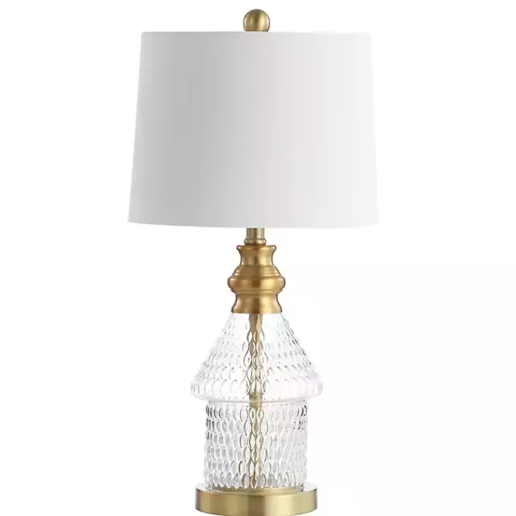 Kirklands Home Gold and Clear Bubble Glass Table Lamp White Hot