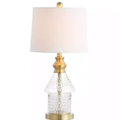 Kirklands Home Gold and Clear Bubble Glass Table Lamp White Hot