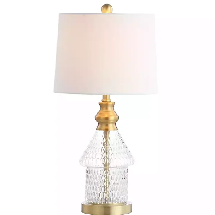 Kirklands Home Gold and Clear Bubble Glass Table Lamp White Hot
