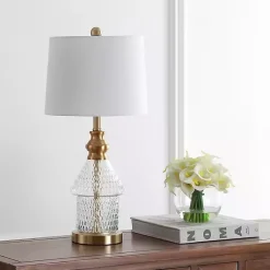 Kirklands Home Gold and Clear Bubble Glass Table Lamp White Hot
