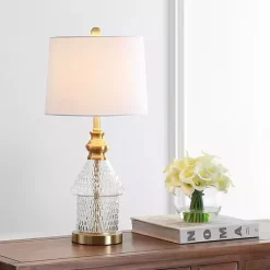 Kirklands Home Gold and Clear Bubble Glass Table Lamp White Hot