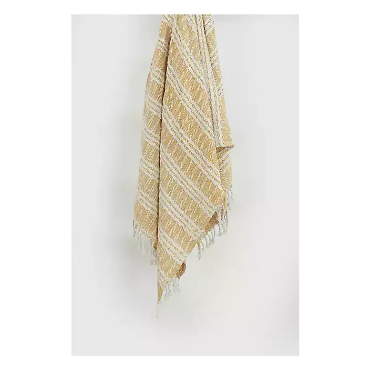 Blankets & Throws>Kirklands Home Gold and Ivory Striped Cotton Throw