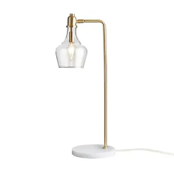 Kirklands Home Gold and Marble Table Lamp with Glass Bell Shade Clear Outlet