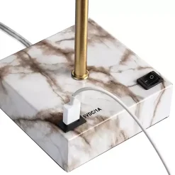 Kirklands Home Gold and Marble USB Charging Table Lamp White Outlet