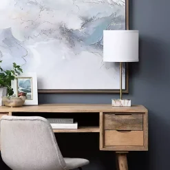 Kirklands Home Gold and Marble USB Charging Table Lamp White Outlet